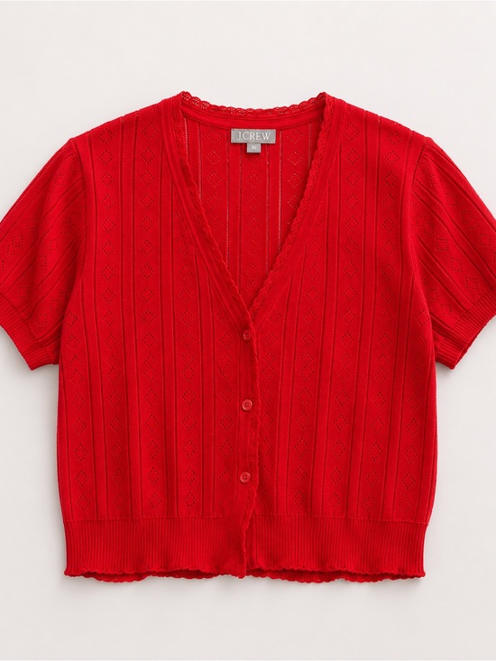 J. Crew Sweaters - J. Crew Vibrant Red Short-Sleeve V-Neck Cardigan